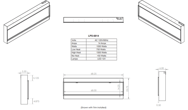 Modern Flames Landscape Pro Slim 56 Inch Built-In Electric Fireplace Recessed Linear Firebox