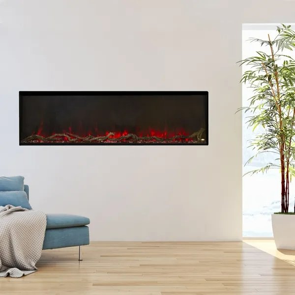 Modern Flames Landscape Pro Slim 56 Inch Built-In Electric Fireplace Recessed Linear Firebox