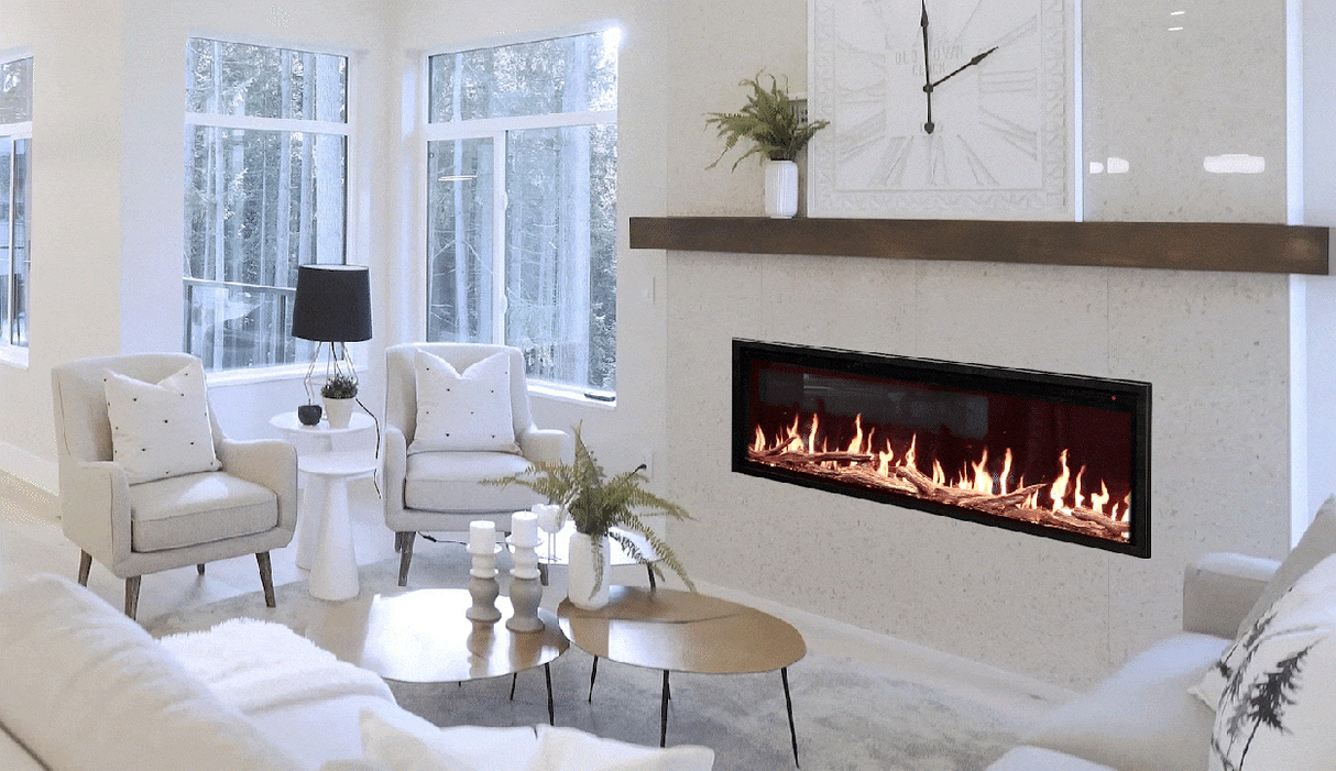 Modern Flames Orion Slim Series 76 Inch Built-In / Wall Mounted Electric Fireplace