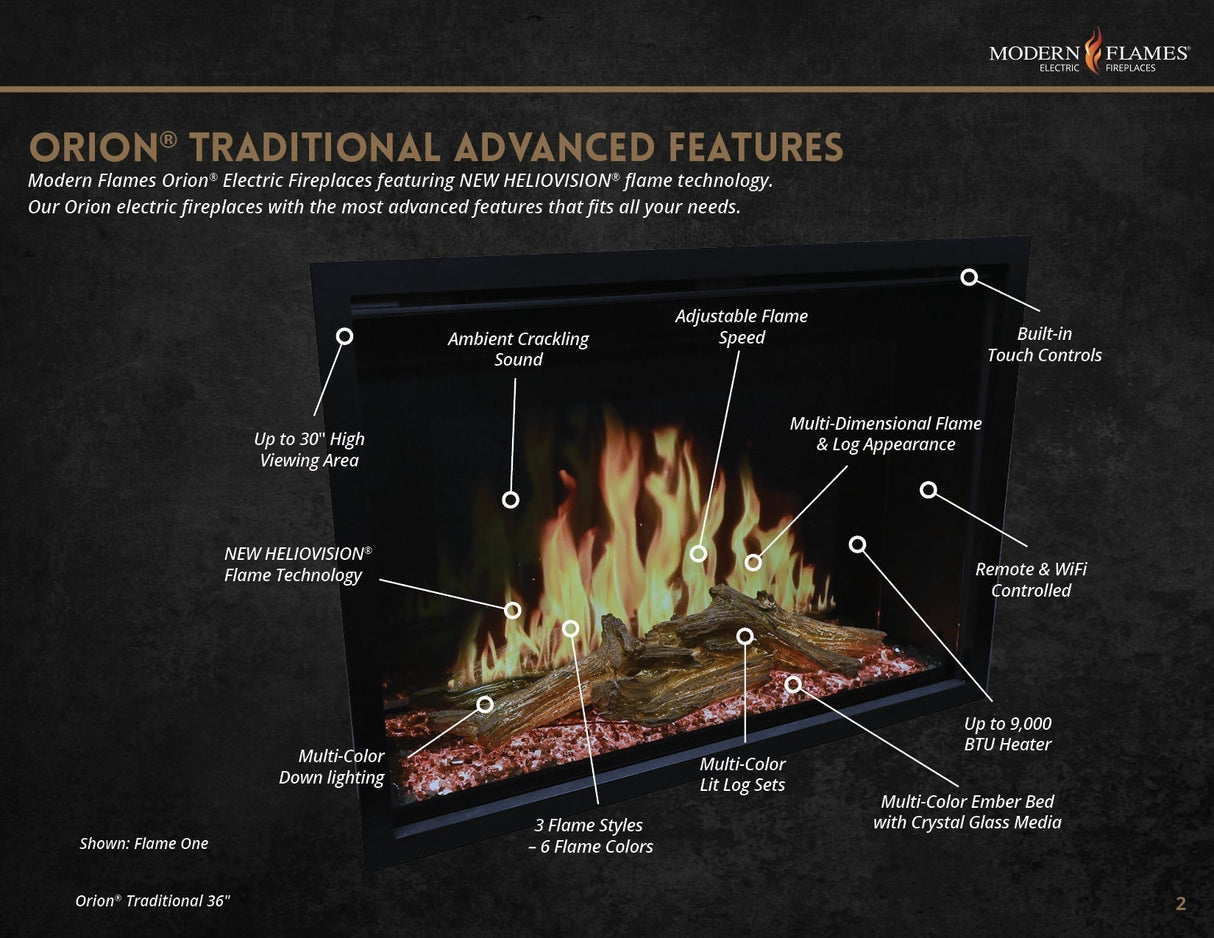 Modern Flames Orion Traditional 42" Virtual Built-In Electric Fireplace