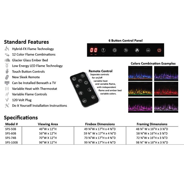 Modern Flames Spectrum Slimline 50 Inch Recessed/Wall Mount Linear Electric Fireplace