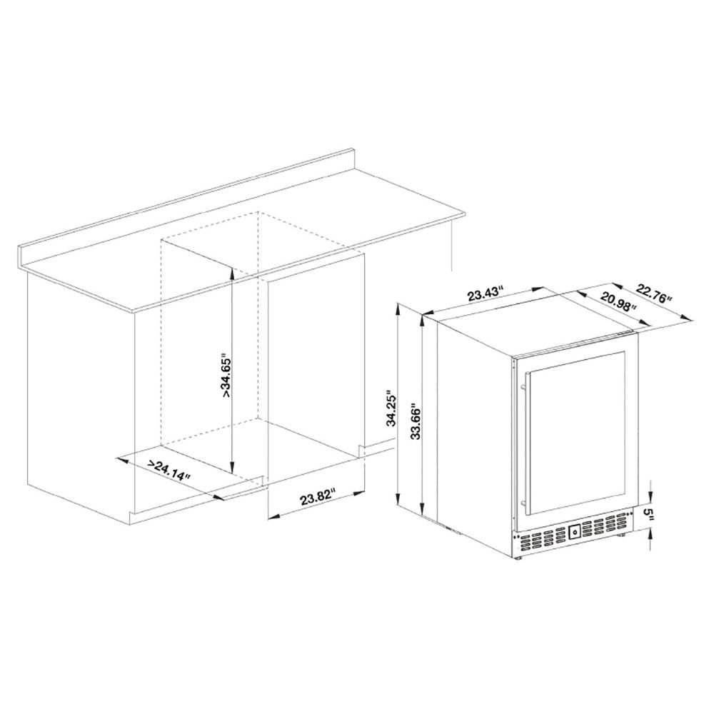 Modern Home Products PFFRIG24 Stainless Steel Outdoor-Rated Refrigerator, 24-Inch