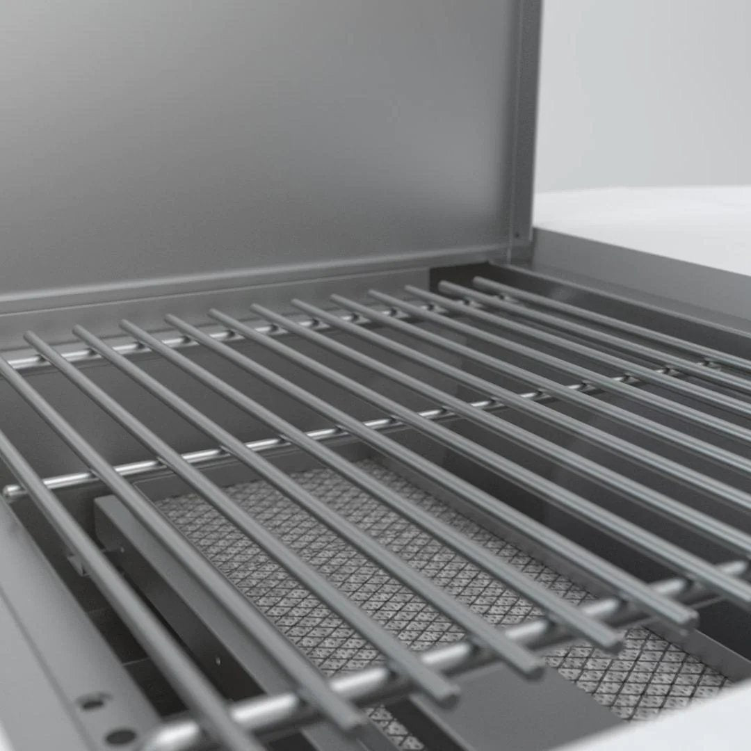 Mont Alpi 805 Deluxe Gas Island Grill W/ Refrigerator Cabinet, Infrared Side Burner, & Rotisserie Kit - Stainless Steel