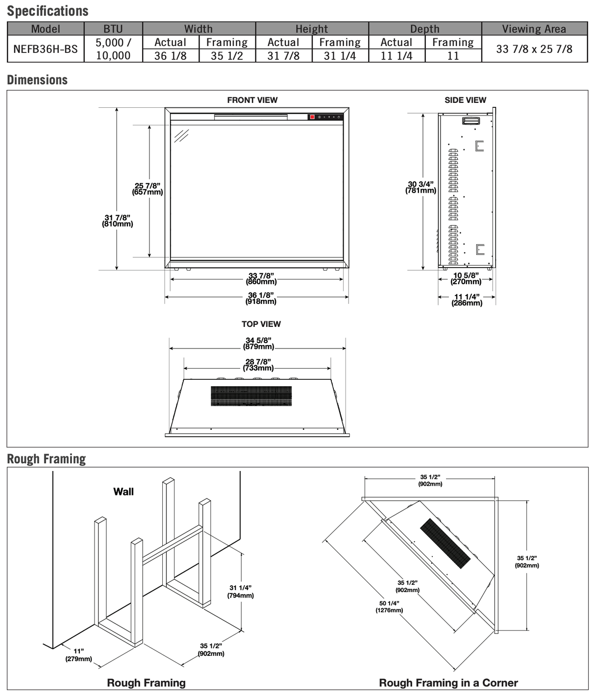 Napoleon Element 36" Built-In Electric Fireplace