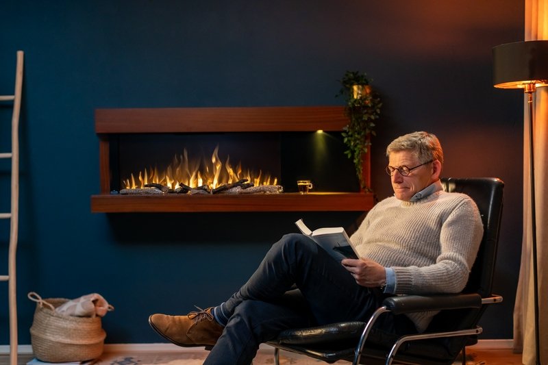 Napoleon Stylus Steinfeld 53 in. Wall-Mount Electric Fireplace with Brown Surround Mantel