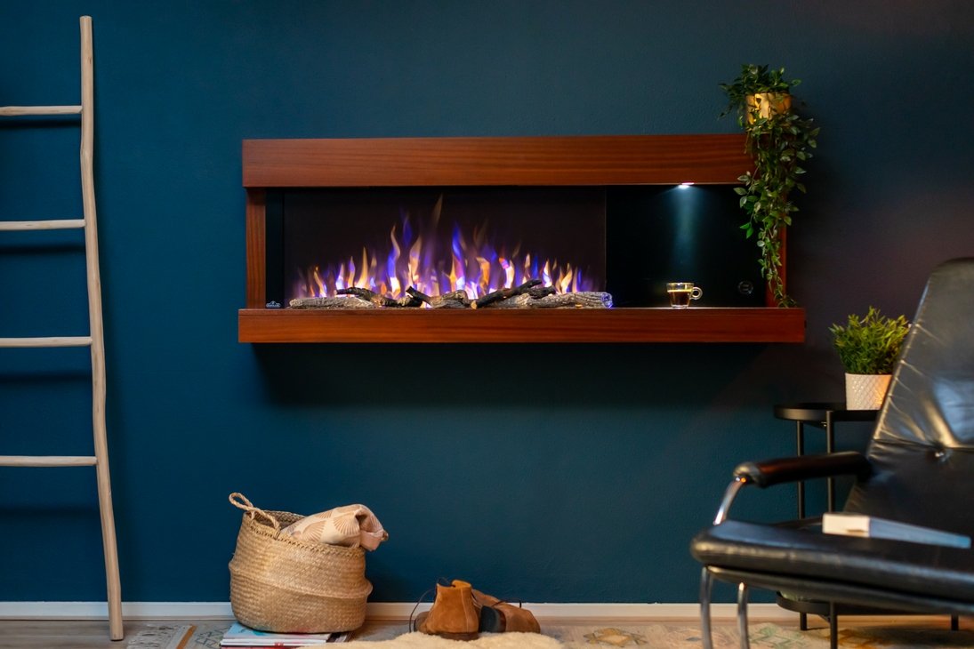 Napoleon Stylus Steinfeld 53 in. Wall-Mount Electric Fireplace with Brown Surround Mantel