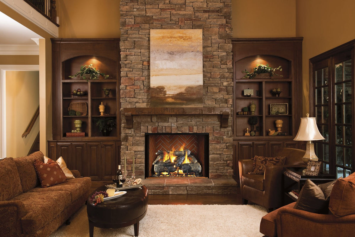 Peterson Real Fyre Charred American Oak Gas Log Set With Vented ANSI  Certified G46 Burner – NYC Fireplaces u0026 Outdoor Kitchens
