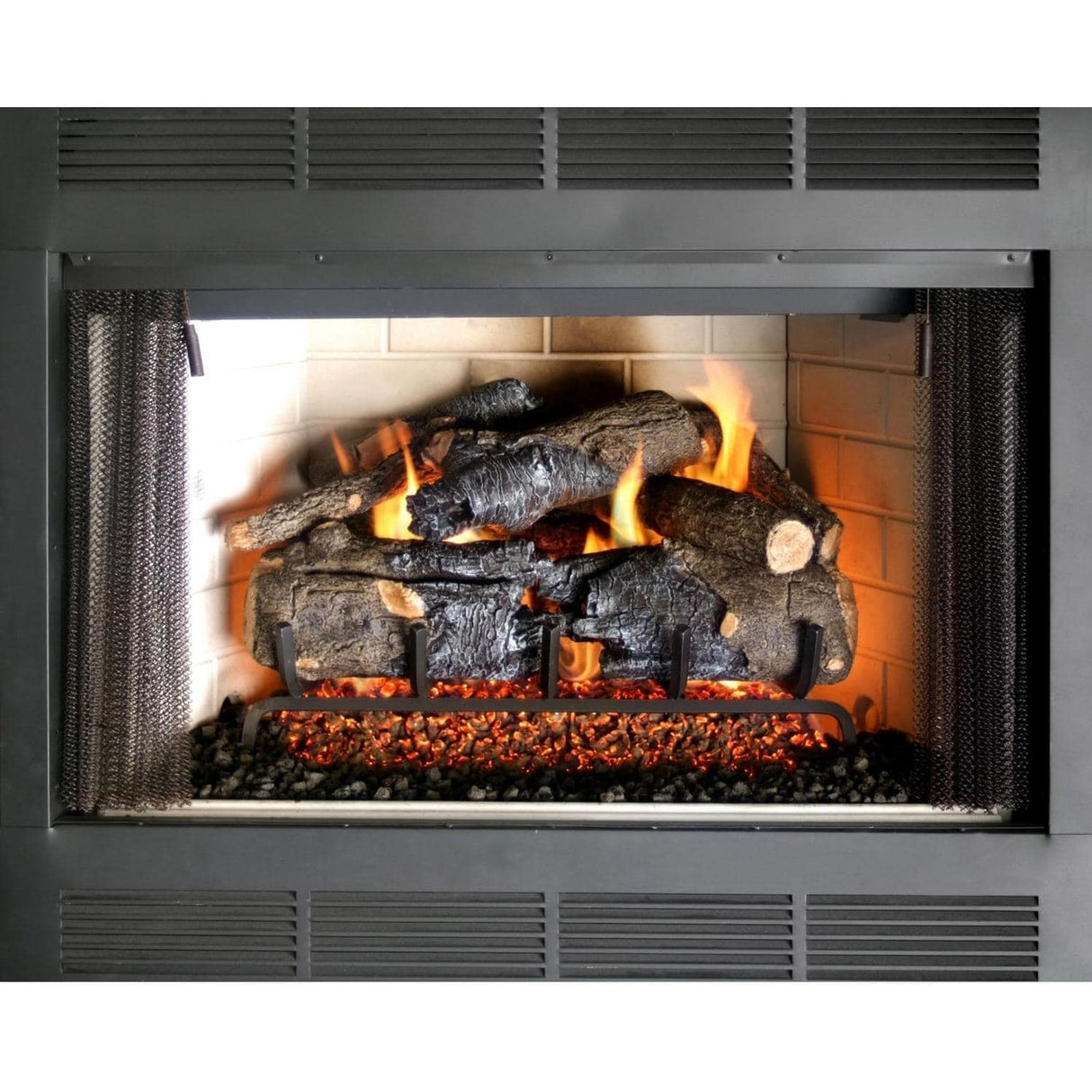Peterson Real Fyre Charred American Oak Gas Log Set With Vented ANSI Certified G46 Burner