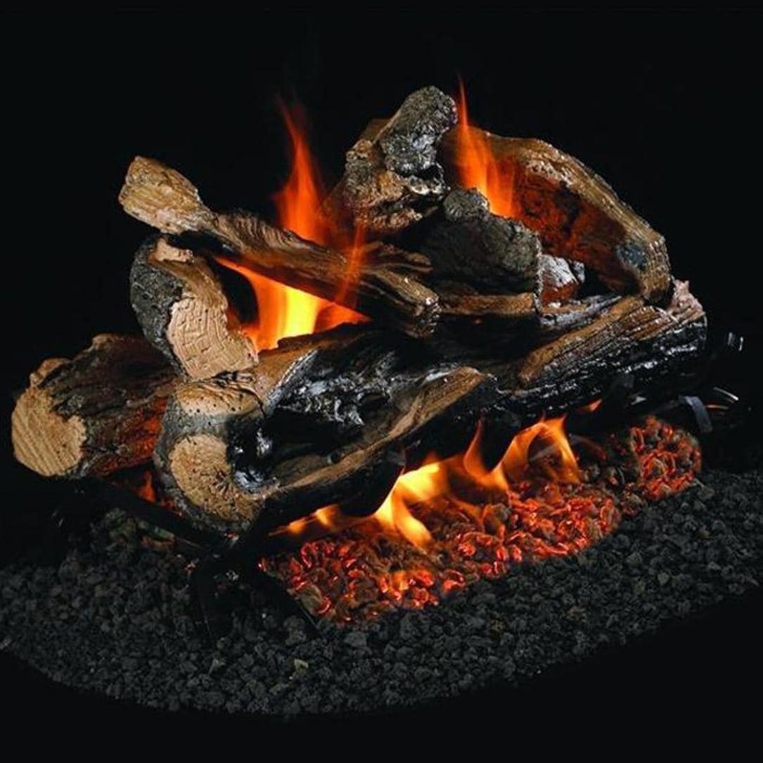 Peterson Real Fyre Charred Rugged Split Oak See-Thru Gas Log Set With  Vented Gas G45 Burner – NYC Fireplaces u0026 Outdoor Kitchens
