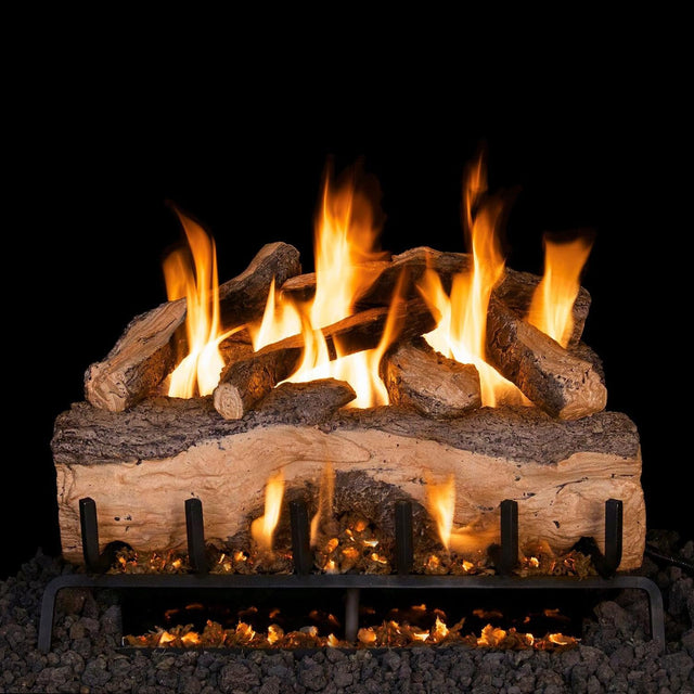 Peterson Real Fyre Mountain Crest Split Oak Gas Log Set With Vented ANSI Certified G31 Triple-Tier Burner