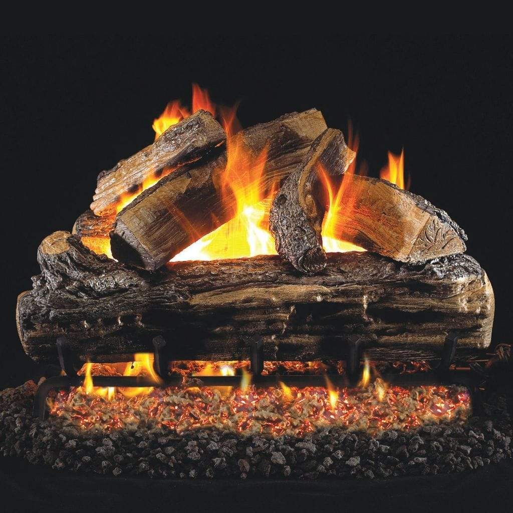 Peterson Real Fyre Split Oak Gas Log Set With Vented Gas ANSI Certified G46  Burner – NYC Fireplaces u0026 Outdoor Kitchens