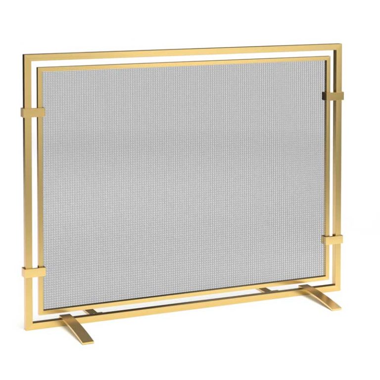 Pilgrim 39 Inch Sinclair Single Panel Burnished Brass Fireplace Screen