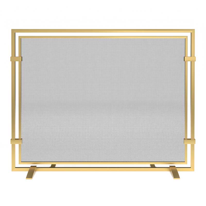 Pilgrim 39 Inch Sinclair Single Panel Burnished Brass Fireplace Screen