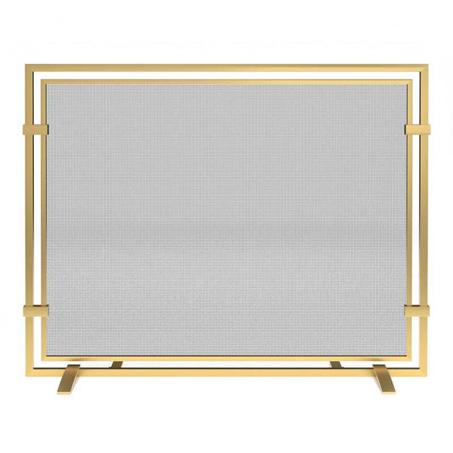 Pilgrim 39 Inch Sinclair Single Panel Burnished Brass Fireplace Screen