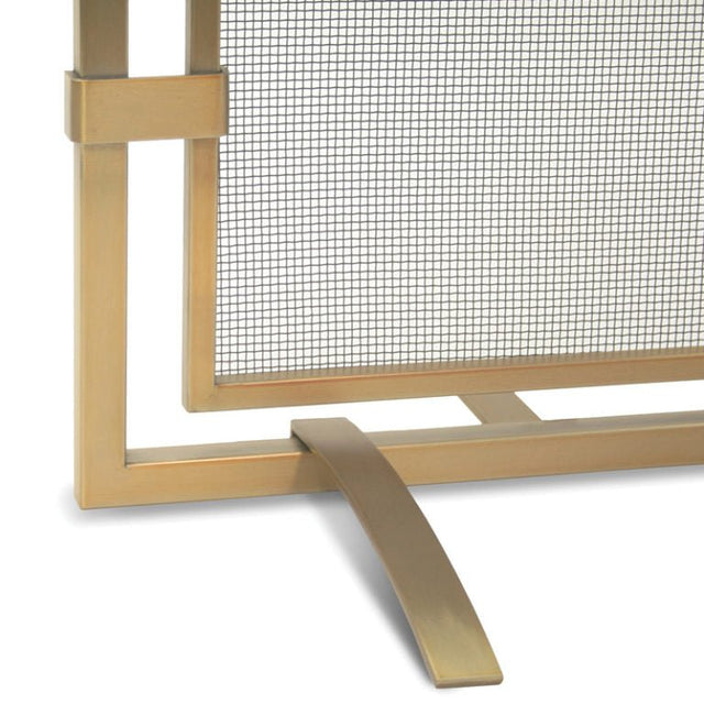 Pilgrim 39 Inch Sinclair Single Panel Burnished Brass Fireplace Screen