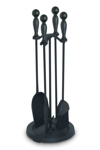 Pilgrim 5 Piece Matte Black Stove Tool Set with Iron Ball Handles - 23 inch