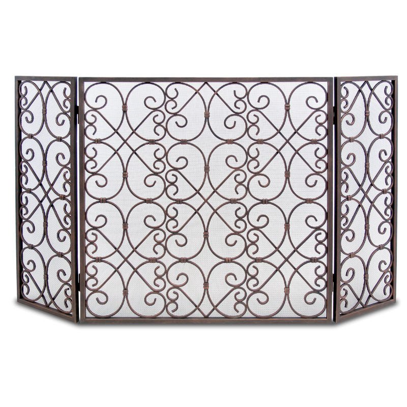 Pilgrim Abington Tri Panel Fireplace Screen - Distressed Bronze