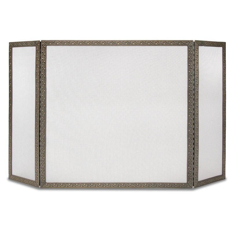 Pilgrim Ballard Embossed Fireplace 3 Panel Screen - Black