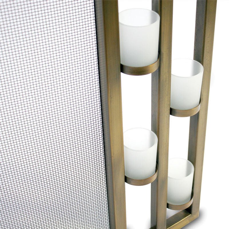 Pilgrim Bowed Candlewood Tea Light Screen - Antique Brass