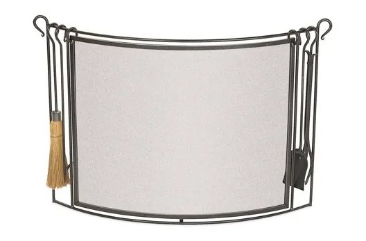 Pilgrim Bowed Fireplace Screen & Tools - Vintage Iron Finish