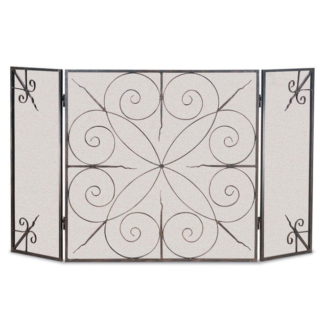 Pilgrim Brushed Bronze 3 Panel Elements Fireplace Screen