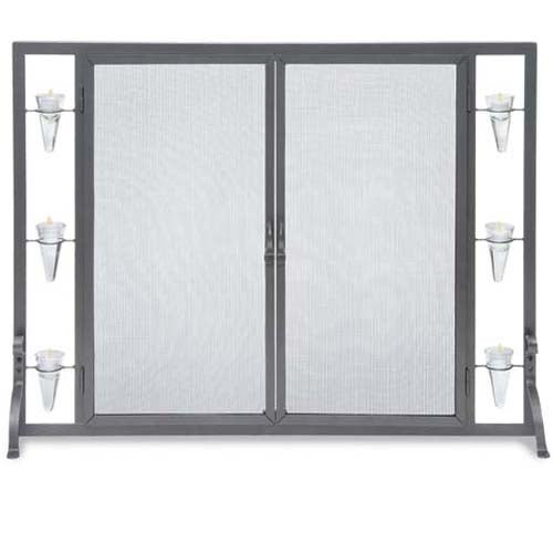 Pilgrim Flat Tea Light Fireplace Screen with Full-Height Doors