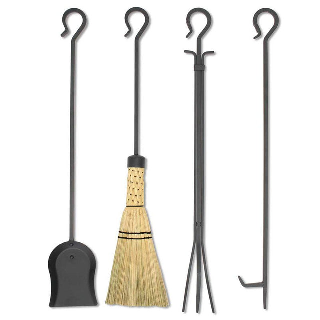 Pilgrim Forged Large Hearth Tool Set with Corn Broom