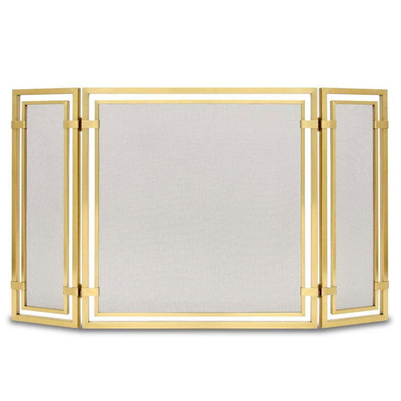 Pilgrim Sinclair Tri Panel Brass Fireplace Screen
