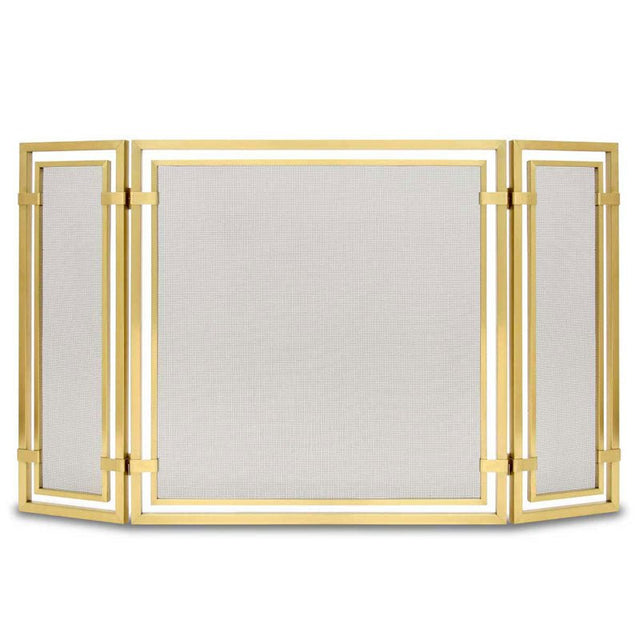 Pilgrim Sinclair Tri Panel Brass Fireplace Screen