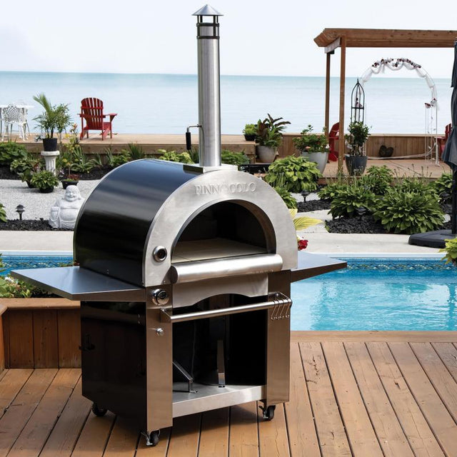 Pinnacolo Ibrido (Hybrid) Wood Gas Outdoor Pizza Oven Freestanding with Cart
