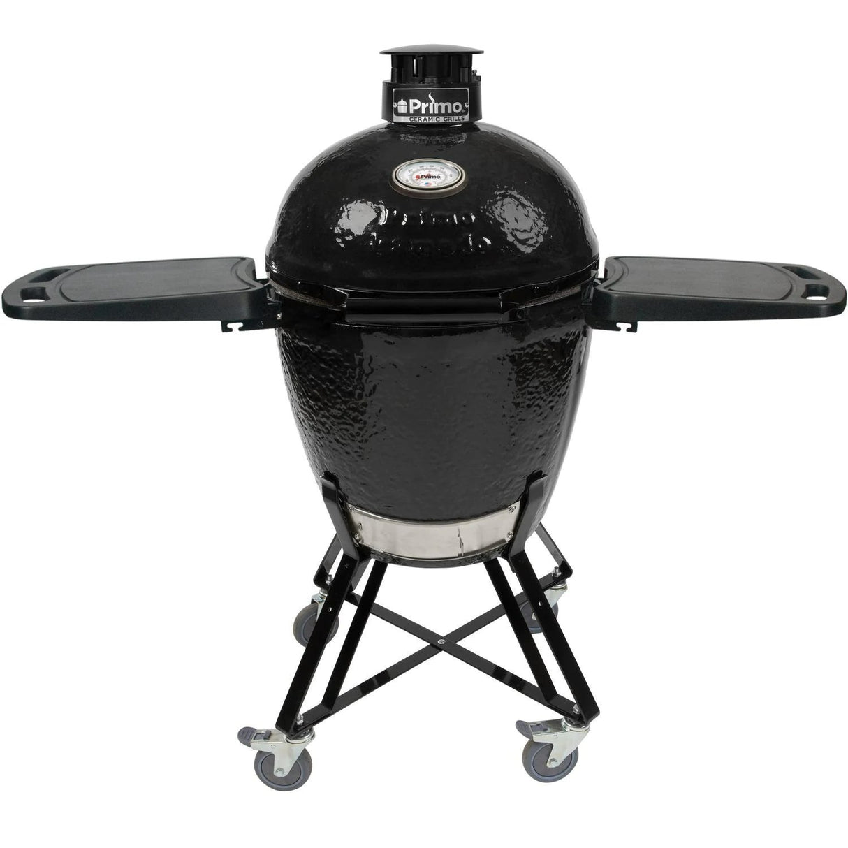 Primo 21.5 Inch Ceramic Kamado Grill Freestanding With Cradle & Side Shelves - PGCRC