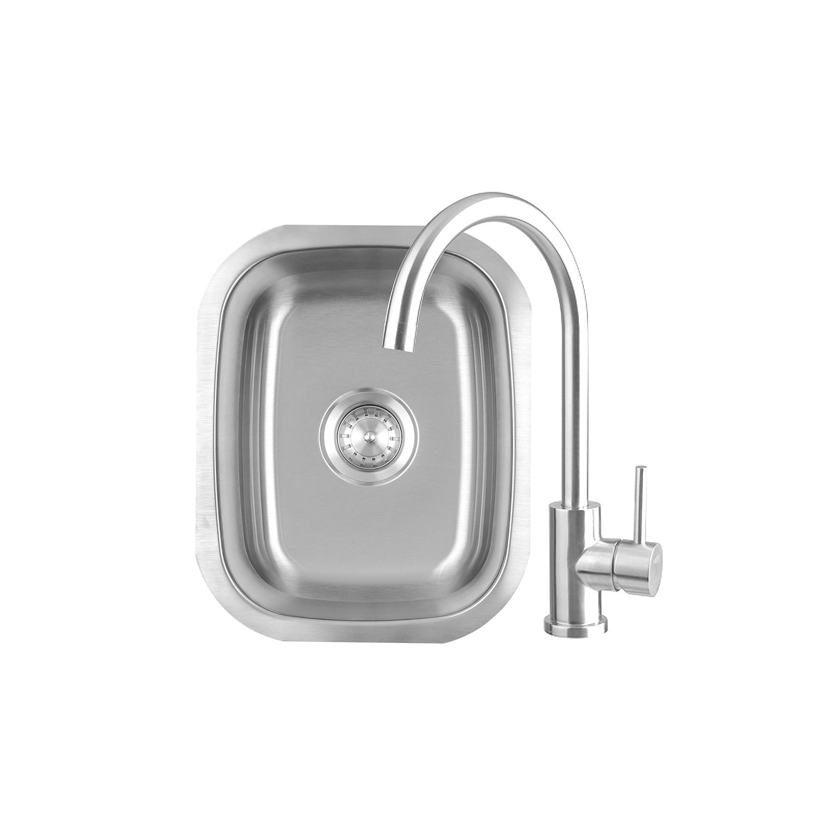 Summerset 19 X 15 Stainless Steel Undermount Sink W/ Single Handle Hot/Cold Goose Neck Faucet - SSNK-19U