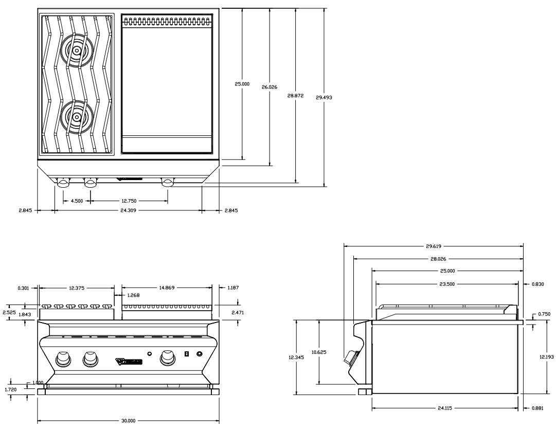 Twin Eagles 30-Inch Built-In Gas Dine & Breakfast Club - TEBC30-C