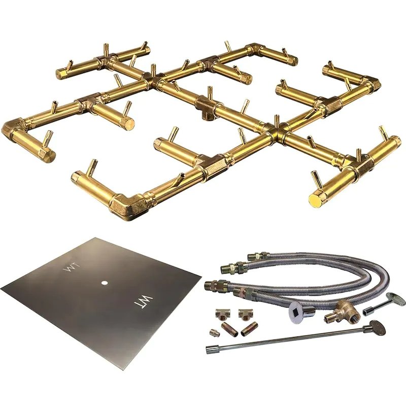Warming Trends 48-Inch Gas Fire Pit Burner Kit W/ 30.5-Inch CROSSFIRE Brass Burner - Match Light Ignition