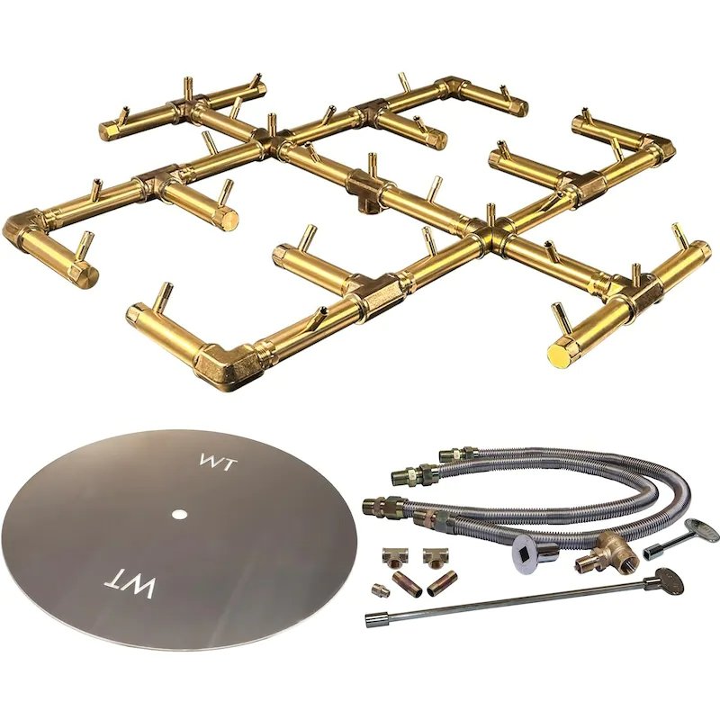 Warming Trends 48-Inch Gas Fire Pit Burner Kit W/ 30.5-Inch CROSSFIRE Brass Burner - Match Light Ignition