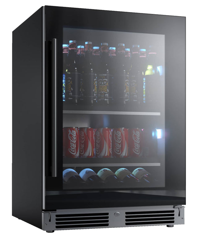 XO 24" Designer Black Glass Beverage Center Indoor Undercounter Refrigerator