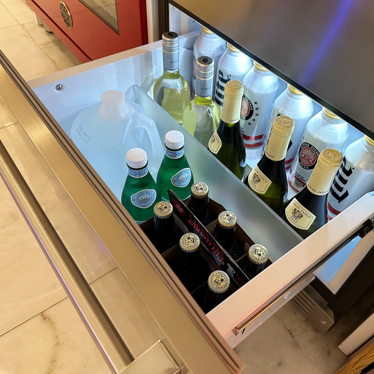 XO Outdoor 24" Built-in Under-Counter Beverage Refrigerator Double Drawers 5.2 Cubic Feet Stainless Steel