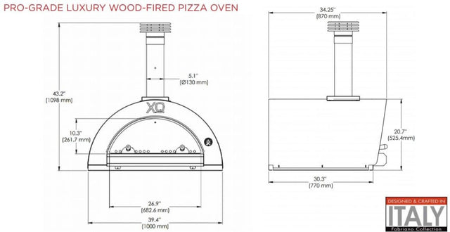 XO Outdoor 40 Inch Wood-Fired Pizza Oven Countertop