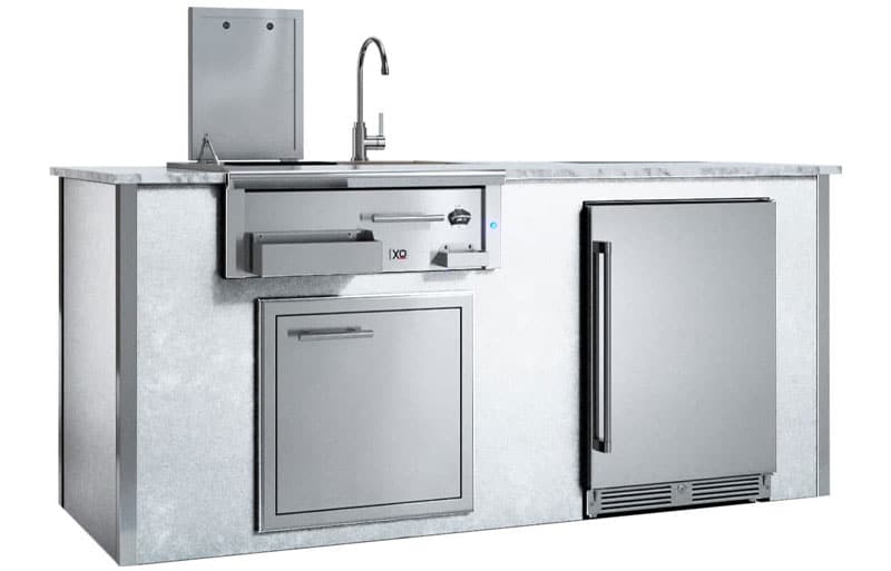 XO Outdoor Bar Island with Cocktail Station Access Door & Refrigerator