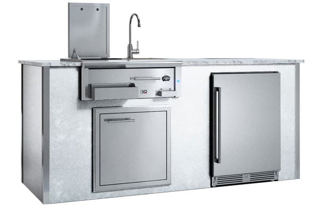 XO Outdoor Bar Island with Cocktail Station Access Door & Refrigerator