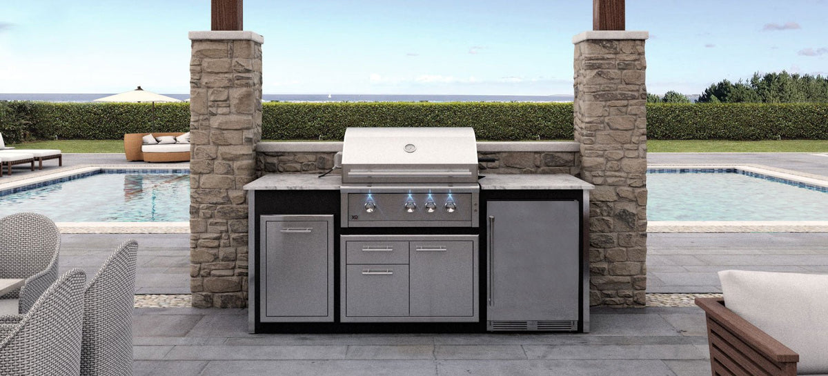 XO Barbeque Outdoor Kitchen Island for 42 Grill with White Carrera-Style  Quartz Surface Top & Welded Steel Interior Frame: Appliances and  AccessoriesNot Included - Black