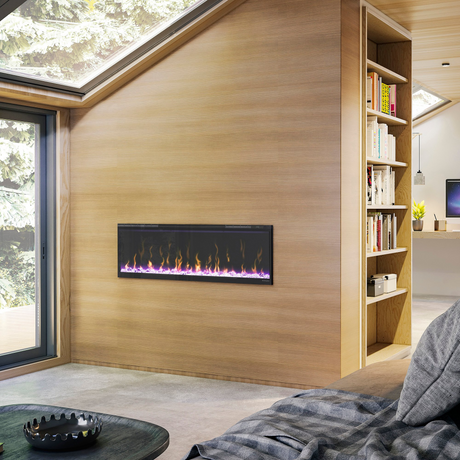 Dimplex IgniteXL 50 inch linear electric fireplace in a living room