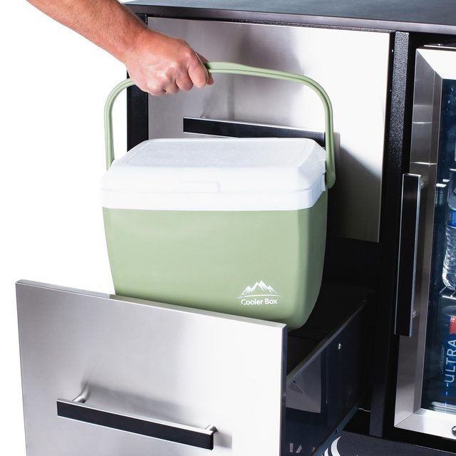 Mont Alpi Mobile Bar Beverage Cart Outdoor Prep Center w/ Refrigerator  - MAPCL