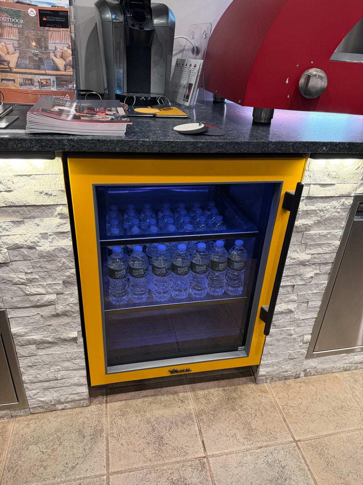 True 24" Undercounter Glass Door Refrigerator - Saffron with Pewter Handle - Showroom Display Model