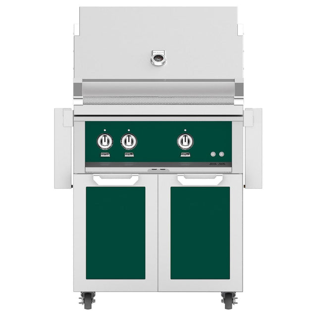 Hestan 30-Inch Propane Gas Grill W/ Rotisserie On Double Door Tower Cart