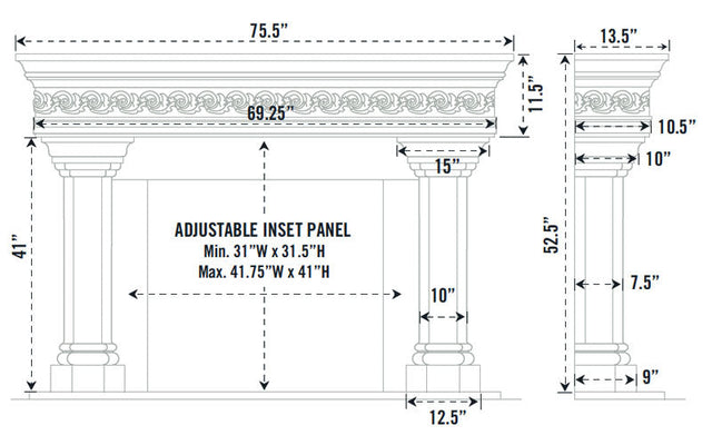 Omega Fireplace Mantel Surround (Cast Stone) 1110S.555 GS