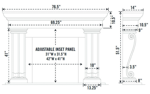 Omega Fireplace Mantel Surround (Cast Stone) 1147.536 GS