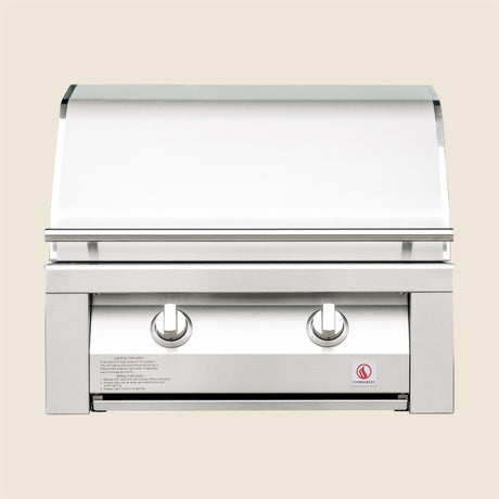 Summerset Resort 30-Inch Built-In Gas Grill - front view hood closed with upgraded handle