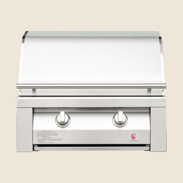 Summerset Resort 30-Inch Built-In Gas Grill - front view hood closed with upgraded handle