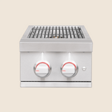 Summerset Pro Double Side Burner - lid open with red bezel lighting